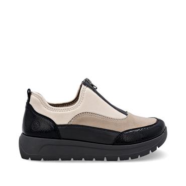 Remonte Platform Front Zip Shoe - Beige Black